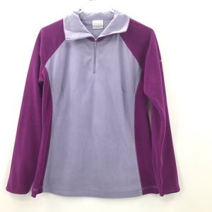 Columbia two toned pullover purple quarter zip fleece top